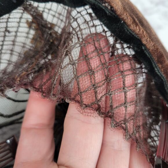 50s Tambour Embroidery Beaded Women's Hat Facinator Pillbox Mesh - Picture 13 of 16